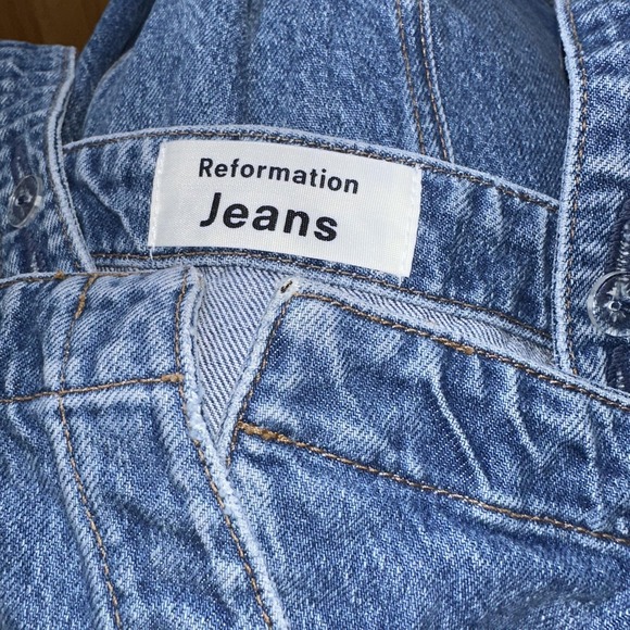 Reformation Jeans Dress 2 Blue‎ Denim Mini Gabriella Button Front Made USA - Picture 3 of 11
